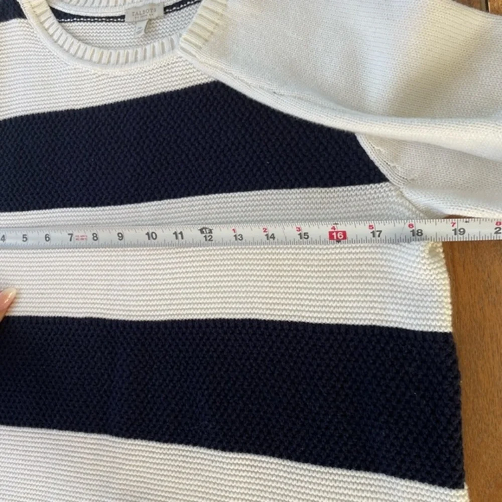 Talbots Black and White Striped Knit sweater Medium Petite π€ - Picture 4 of 7